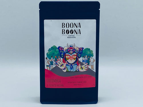 250 gram bag of Colombia El Silencio Anaerobic Fermentation Natural Process speciality artisan coffee beans roasted in Bristol